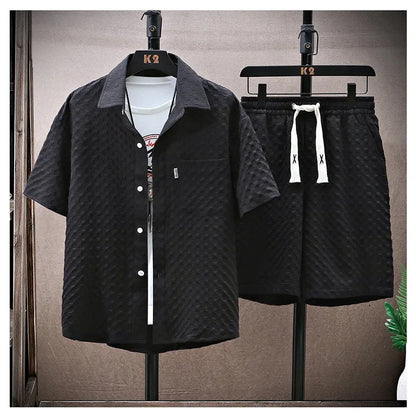 Casualsuit Men'S Short Sleeve Sport Suit Vintage Trendy Fashionable Lightweight Summer 2024 New Arrival