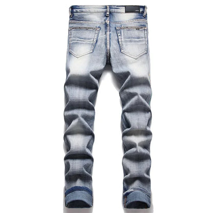 New 2022 Summer Street Men'S Jeans Handmade Ripped Cotton Trousers Youth Fashion Midwaist Casual 3730