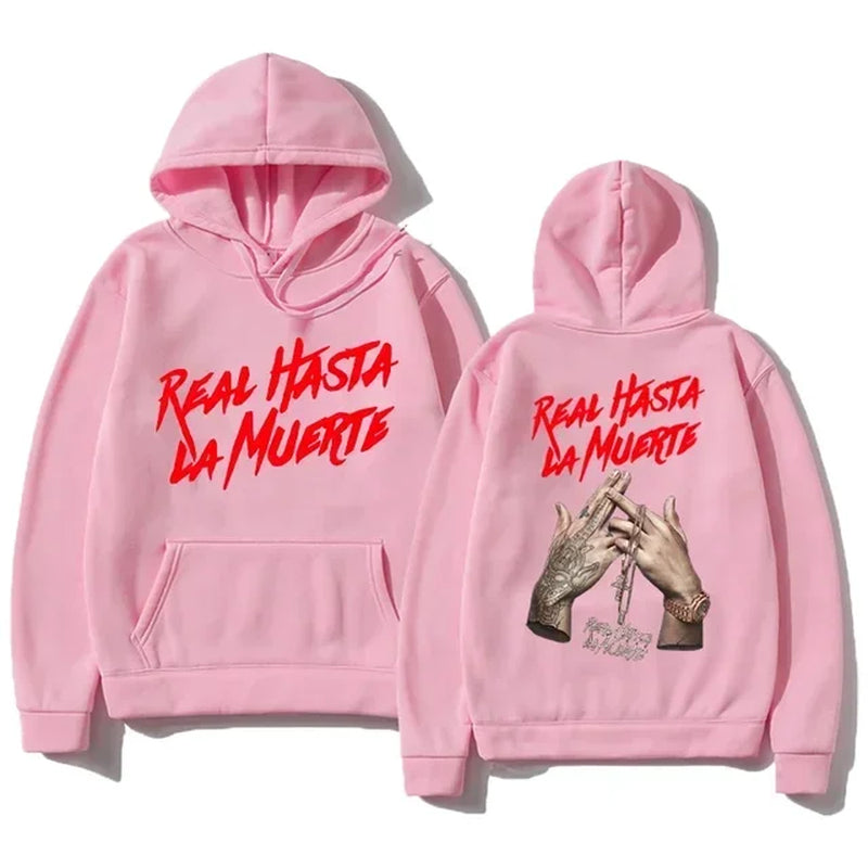 Spring and Autumn Hooded Anuel AA Real Hasta La Muerte Printed Sweatshirt Streetwear Rapper Loose Pullover Casual Hooded Top3